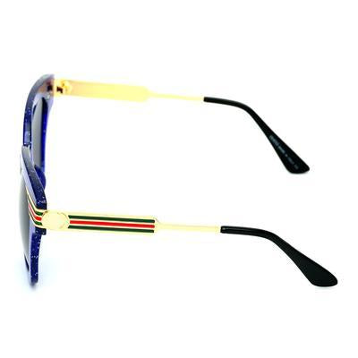 Rectangle Black And Blue Gold Sunglasses For Men And Women-SunglassesCarts