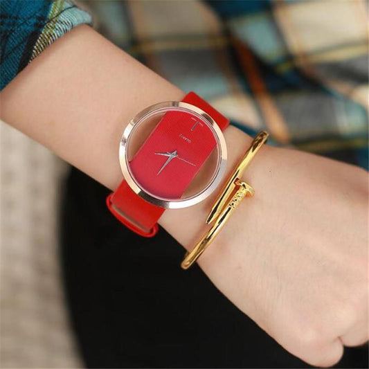 Women Branded Luxury Leather Quartz Antique Stylish Round Dial Watch-SunglassesCarts