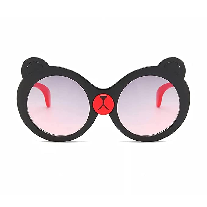 Black Cute Cartoon Bear Oval Sunglasses For Boys And Girls-SunglassesCarts (4+ Kids Sunglasses)