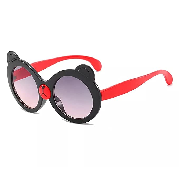 Black Cute Cartoon Bear Oval Sunglasses For Boys And Girls-SunglassesCarts (4+ Kids Sunglasses)