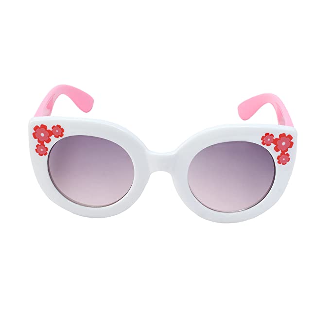 White Floral Cateye Flower Sunglasses Girls-SunglassesCarts (4+ Kids Sunglasses)