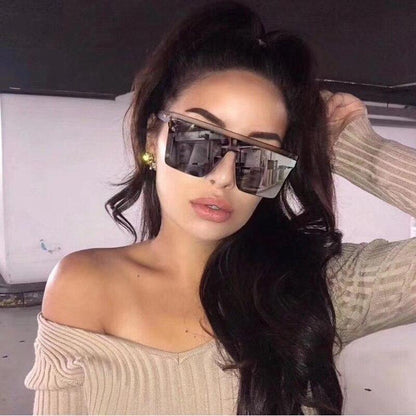 New Vintage Flat Top Oversized Sunglasses For Men And Women-SunglassesCarts
