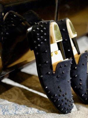 Black Studded Moccasins Very High Quality For Partywear And Casualwear Loafer- SunglassesCarts