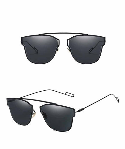 Retro Mirrored Cat Eye Rimless Sunglasses For Men And Women-SunglassesCarts