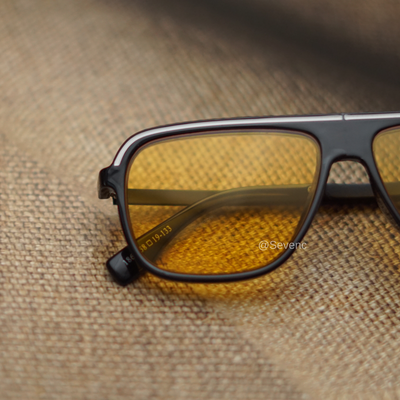 Stylish Square Yellow And Black Rectangular Sunglasses For Men And Women-SunglassesCarts