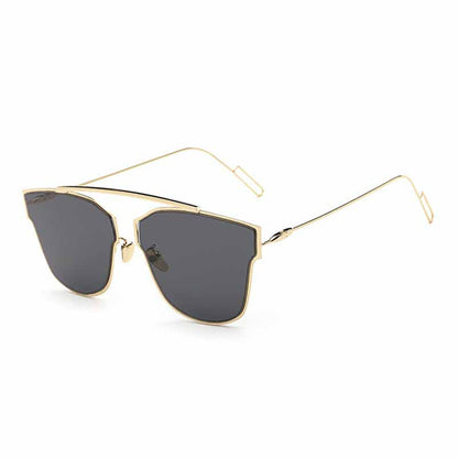 Retro Mirrored Cat Eye Rimless Sunglasses For Men And Women-SunglassesCarts