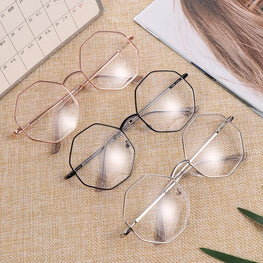 New Fashion Eyeglasses Hexagon Frame Reading Glasses Eyewear Men and Women - SunglassesCarts