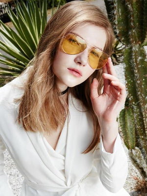 New Stylish Yellow Candy Aviator Sunglasses For Men And Women-SunglassesCarts