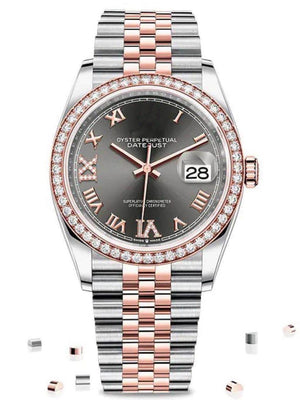 NEW Big Diamonds Bezel Men Automatic Mechanical Stainless Steel Rose Gold Watch Sport Sapphire Glass Watches Rome Dial 36mm-SunglassesCarts