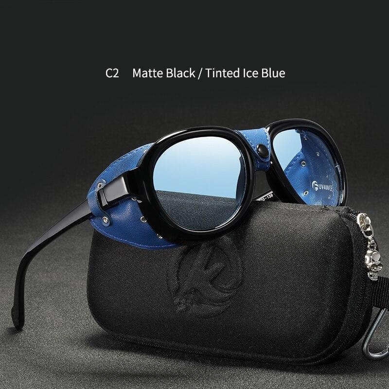 Luxury Steampunk Soft Leather Shield Pilot Sunglasses For Men And Women-SunglassesCarts