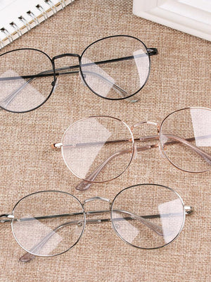 New Stylish Eyeglasses Round Metal Frame Reading Glasses Eyewear Vintage Women Men - SunglassesCarts