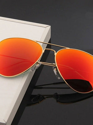 Stylish Gold and Orange Aviator Sunglasses For Men And Women-SunglassesCarts