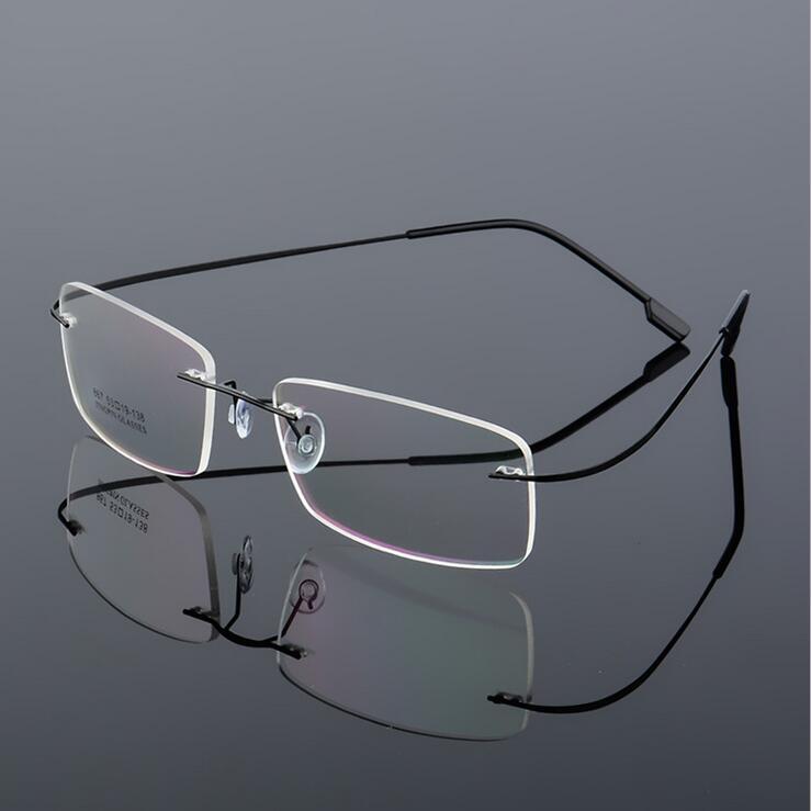 Rimless Titanium Glasses Frames Men Flexible Optical Frame Retro Glasses - SunglassesCarts