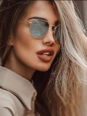 Hexagonal Metal Frame UV Protected Sunglasses For Men And Women-SunglassesCarts